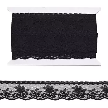 Кружево сетка 3,9см*6,8 м (+/- 4 см) 0623-1270, черный