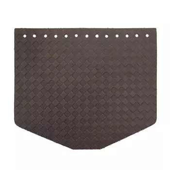 Крышечка для сумки Ромбик - клеточка, 19,4см*16,5см, дизайн №2029, 100% кожа (темно-коричневый)