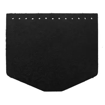 Крышечка для сумки Русские Узоры, 19,4см*16,5см, дизайн №2033, 100% кожа (черный)