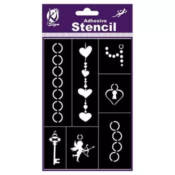 KS-BSL-002 Трафарет на клейкой основе 'Бижутерия 'Сердечки', 12х18см Ki Sign