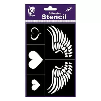 KS-BSL-010 Трафарет на клейкой основе 'Сердца и крылья', 12х18см Ki Sign