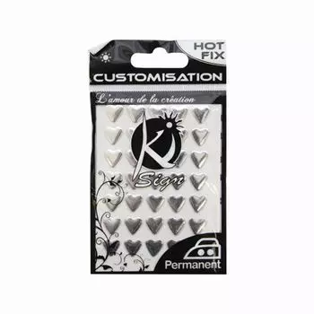 KS-C-METAL004AR Термоклеевые стразы металлик Сердца, серебро, 8х8мм, 35шт Ki Sign