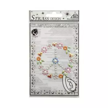 KS-MSM10 Термоаппликация из страз 'PEACE N LOVE', металлик, 7,5*7,5см Ki Sign