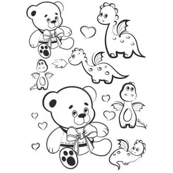 KS-TRN-OURSDINO Термотрансферный мотив 'Медвежонок и динозавры', черный, А4 Ki Sign