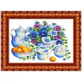 кткн145(р) Набор для вышивания Каролинка 'Голубой букет'23х30 см
