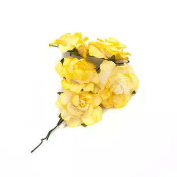 Кудрявые розы из бумаги, упак./8 шт., SCB (280606 нежно-желтые)