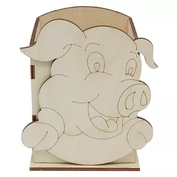 L-1001 Деревянная заготовка Карандашница 'Весёлый кабанчик' 120*105*90мм Astra&amp;Craft