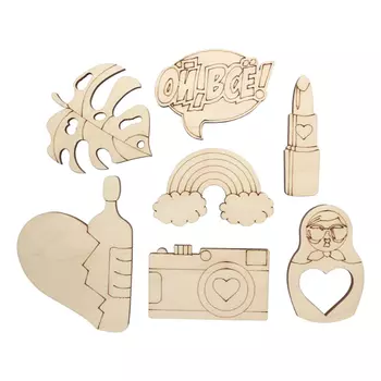 L-1054 Деревянная заготовка под магнит/значок ,25,1*11,6см,уп7шт, АСТРА