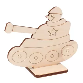 L-1079 Деревянная заготовка на подставке 'Танк' №1 11,1*14,0см АСТРА