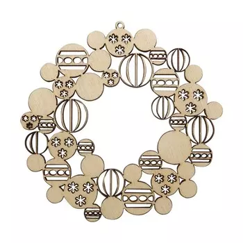 L-1154 Деревянная заготовка 'Венок из новогодних шаров'10,9*10,9*0,4см Astra&amp;Craft