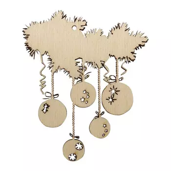 L-1159 Деревянная заготовка 'Еловая ветка с шариками'11*9,2*0,4см Астра