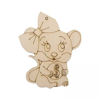 L-1223 Деревянная заготовка 'Мышка с монеткой' 10*8,3*0,3см Астра