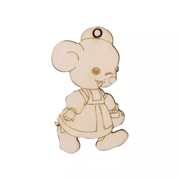 L-1225 Деревянная заготовка ' Мышка в сарафане' 4,6*3,7*0,3см Астра