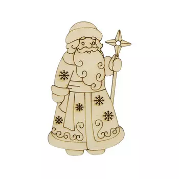 L-1322 Деревянная заготовка 'Дед Мороз с посохом ' 9,5*5,4*0,3см Астра