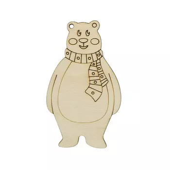 L-1323 Деревянная заготовка 'Мишка с шарфиком' 9,1*5,3*0,3см Астра