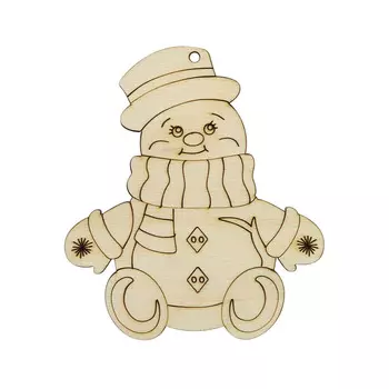 L-1329 Деревянная заготовка 'Снеговичок-добрячок' 8,9*7,8*0,3см Астра