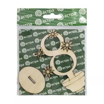 L-1344 Деревянная заготовка на подставке 'Восьмерка с цветами' 11,3*7*4см Астра