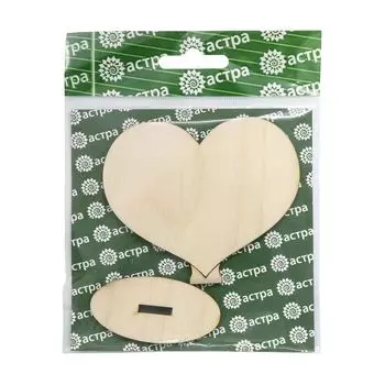 L-1399 Деревянная заготовка на подставке 'Сердце' 7,6*8,9*3см Астра