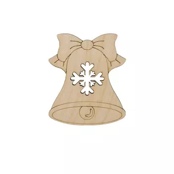 L-1437 Деревянная заготовка ' Колокольчик с бантиком' 4,5*5,4*0,3см Астра