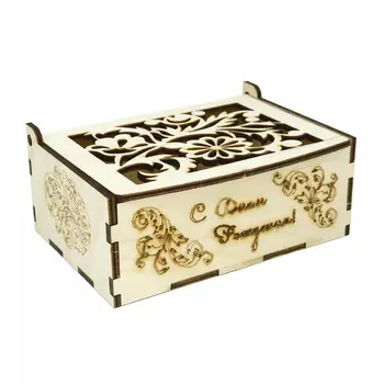 L-269 Деревянная заготовка коробочка 'С днем рождения', 12*8*4 см, Astra&amp;Craft