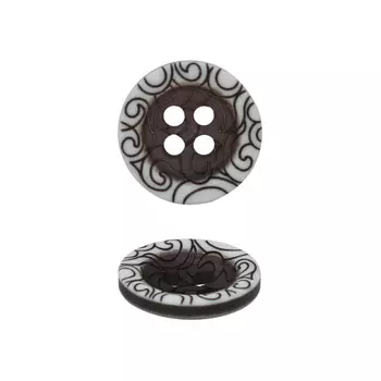 L-275/135746/4 24 (01) Пуговица 4 прокола чер./бел.мат.полиэстер 'узор'