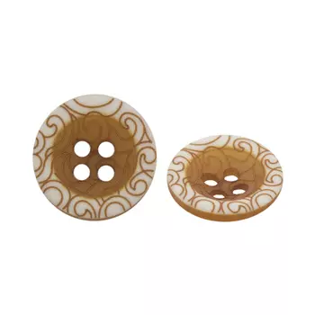 L-275/135746/4 24 (03) Пуговица 4 прокола беж./бел.мат.полиэстер 'узор'