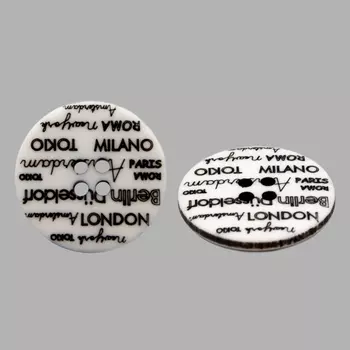 L-36/11886/4 36 (01) Пуговица 4 прокола бел./черн.мат.полиэстер 'города'