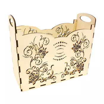 L-425 Деревянная заготовка корзинка для мелочей 'Растение' 43*32*15 см, 'Астра'