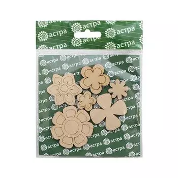 L-471 Деревянная заготовка 'Цветочки', от 2 до 5 см, упак./6 шт., 'Астра'