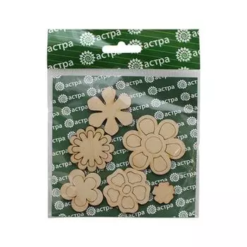 L-472 Деревянная заготовка 'Цветочки 2', от 2 до 5 см, упак./6 шт., 'Астра'
