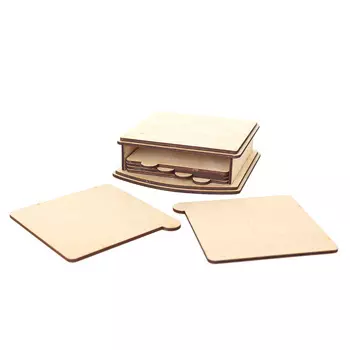 L-549 деревянная заготовка. Набор 6 подставок под горячее в боксе. 12,5*13*4см Астра