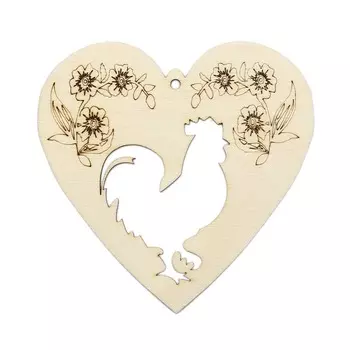 L-553 Деревянная заготовка 'Сердечко с петухом' 10,5*11 см Astra&amp;Craft