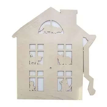 L-557 Деревянная заготовка часы 'Кошкин дом' 35*39 см Астра