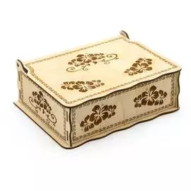 L-600 Деревянная заготовка шкатулка с гравировкой 'Весенние цветы' 15см*20см*6,5см Астра