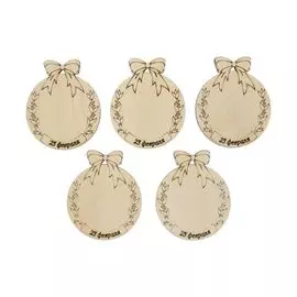 L-602 Набор деревянных заготовок 'Медалька 23 февраля' 5 шт/упак 6,5см*8см Астра