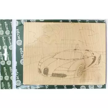 L-628 Деревянная заготовка с картинкой для выжигания 'Спорткары' 20*15см упак/2шт Астра