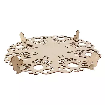 L-636 Деревянная заготовка подставка пасхальная под кулич и 8 яиц 36,5*36,5* 7см, Астра