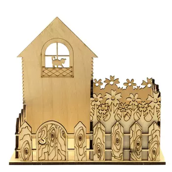 L-672 Деревянная заготовка подставка под карандаши 'Кошкин двор' 16,5*9*15 см, 3мм толщ.фанеры,Astra&amp;Craft