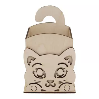 L-675 Деревянная заготовка подставка под карандаши 'Котенок' 9,5*8*15 см, Astra&amp;Craft