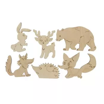 L-710 Деревянная заготовка набор 'Лесные животные' 10*5,5/ 13*9,5/ 6,5*10 /7,5*10/ 14*8,5/ 10*8 см, (6 шт/уп.) Astra&amp;Craft