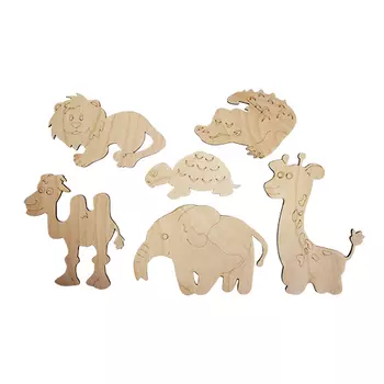 L-711 Деревянная заготовка набор 'Животные Африки' 11*13 13*8 6*9,5 11*15 9*8 14*10 см,(6 шт/уп.) Астра