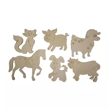 L-712 Деревянная заготовка набор 'Домашние животные' 9*8,5/11*9/ 9,5*10/13,5*11/8,5*8,5 /7*9см, (6шт/уп.) Astra&amp;Craft