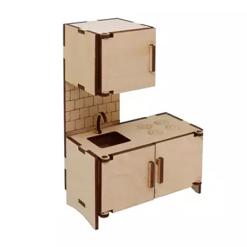 L-723 Дер. заготовка кукольная мебель 'Кухонный модуль навесной шкаф и мойка' 10*5*14,5 см Astra&amp;Craft