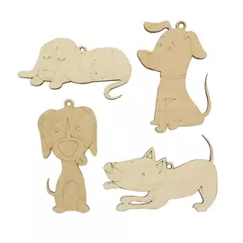 L-801 Дер. заготовка Набор подвесок 'Четыре песика' 4 шт 5*10 - 6,5*10 см Астра