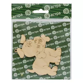 L-828 Деревянная заготовка фигурка-подвеска 'Щеночек с косточкой' 8*9 см Астра