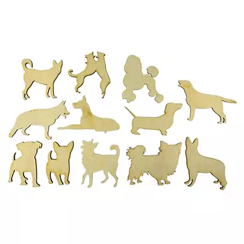 L-829 Деревянная заготовка набор ассорти 'Собачки' (12 шт/уп) 7*5 см Астра