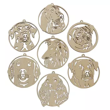 L-843 Деревянная заготовка набор подвесок ассорти 'Любимые собаки' (7 шт/уп) 10,5*10,5 см Astra&amp;Craft