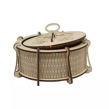 L-883 Деревянная заготовка шкатулка круглая на 8 подставках 13,5*9 см 'Астра'