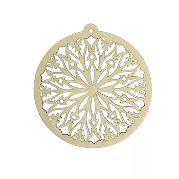 L-922 Деревянная заготовка подвеска шар 'Морозный узор' 9*9,5 см 'Астра'