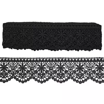 LA-011 Кружево гипюр матовое 6,8см*13,72м (черный)